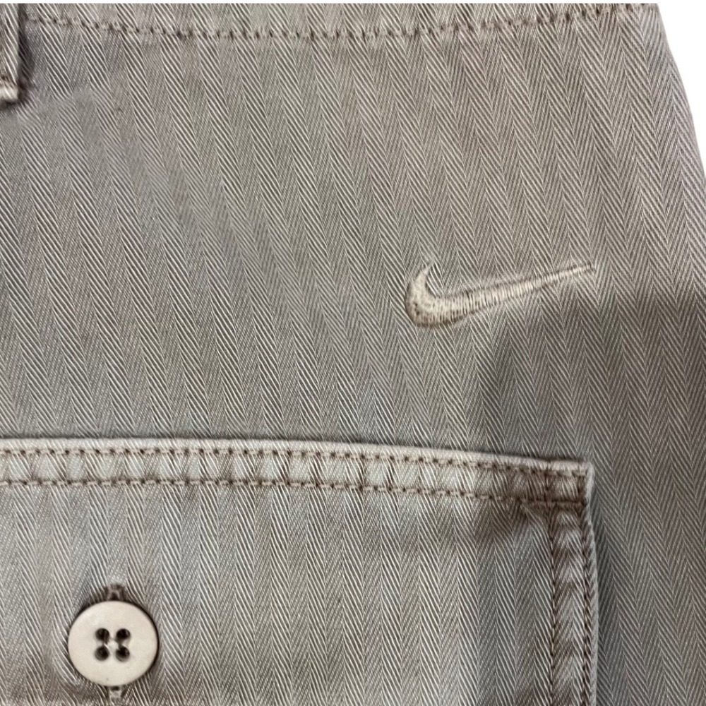 Nike Life Mens Herringbone Chino Pants Khaki Brown Loose Fit Straight Leg 38 NEW - Picture 6 of 11